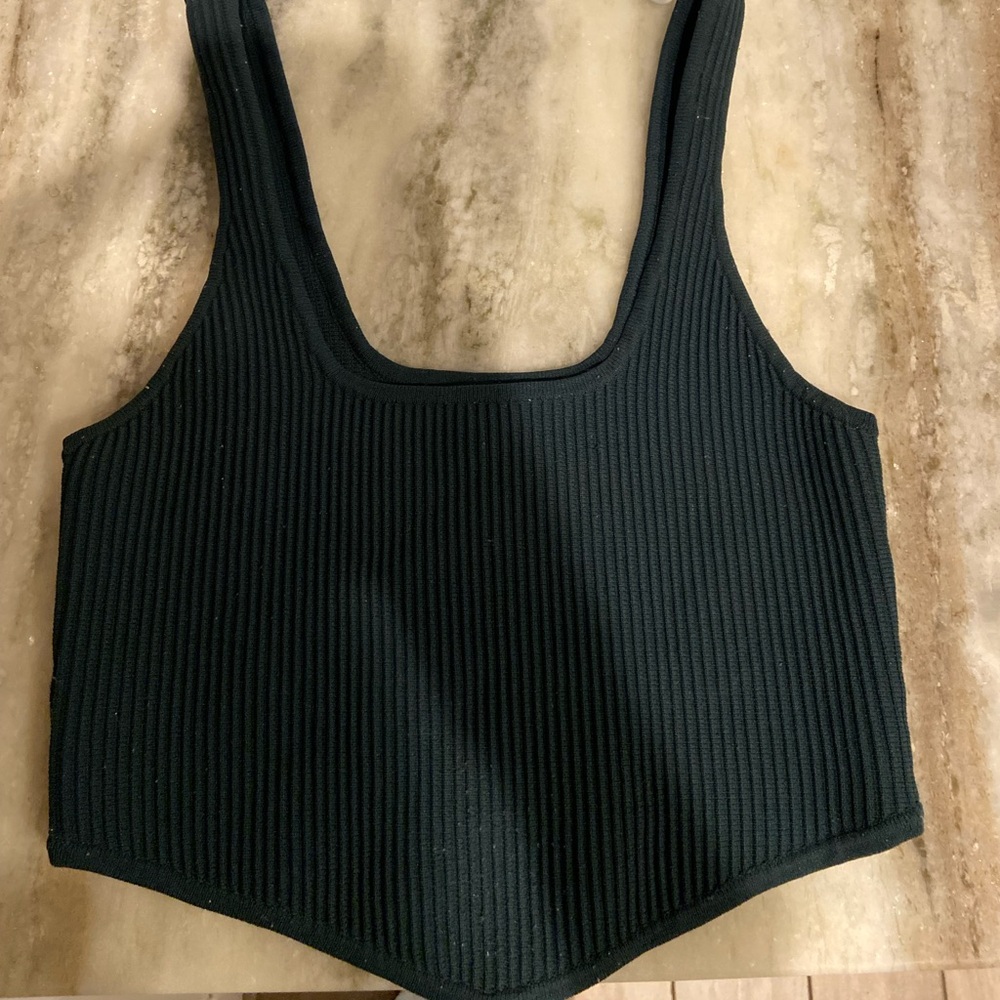 Ribbed Black Crop Top